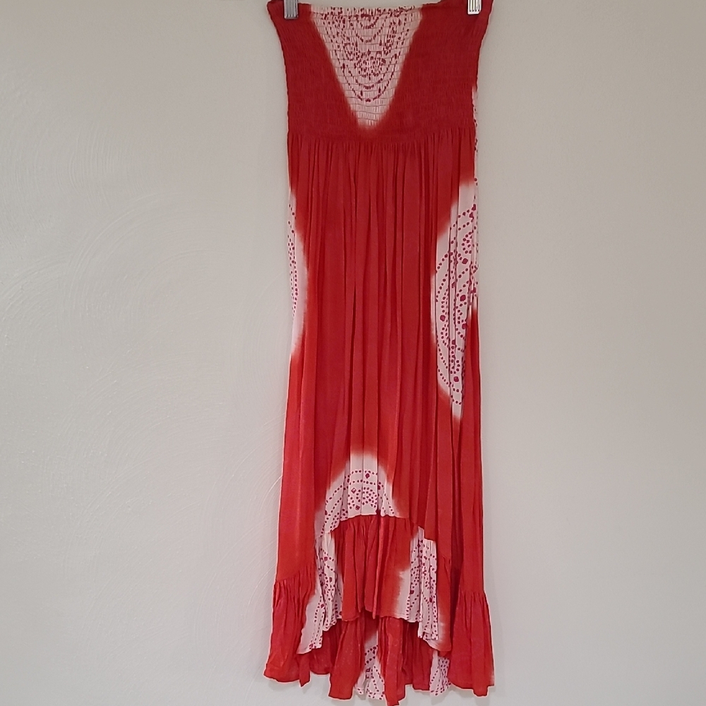 Strapless Smocked High Low Midi Sundress S/M - Picture 1 of 4
